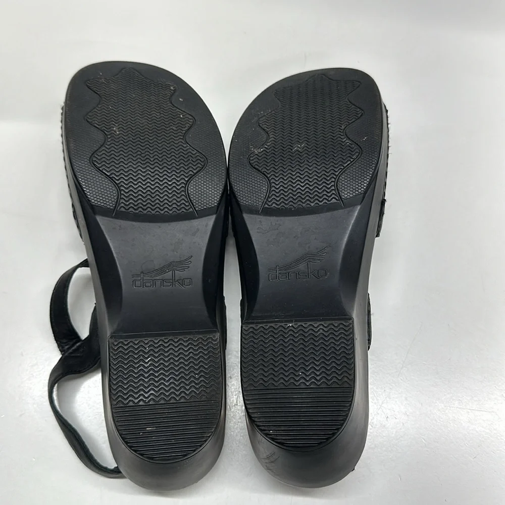 Dansko Sissy Leather Sandals Clogs Shoes Strappy Adjustable Black Size 41 US 11
